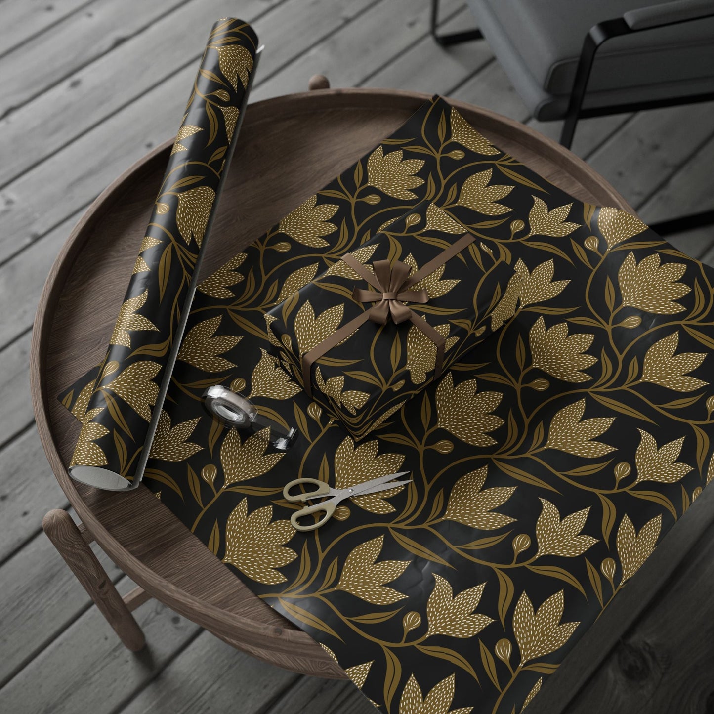 Gift Wrap | Black & Gold | Magnolia
