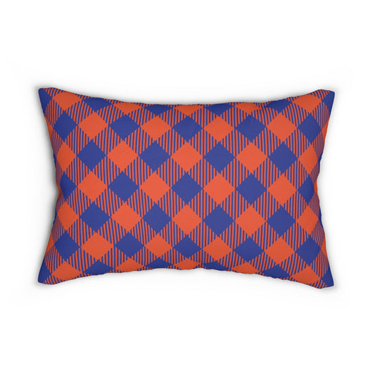 Pillow | Bright Blue & Orange | Gingham