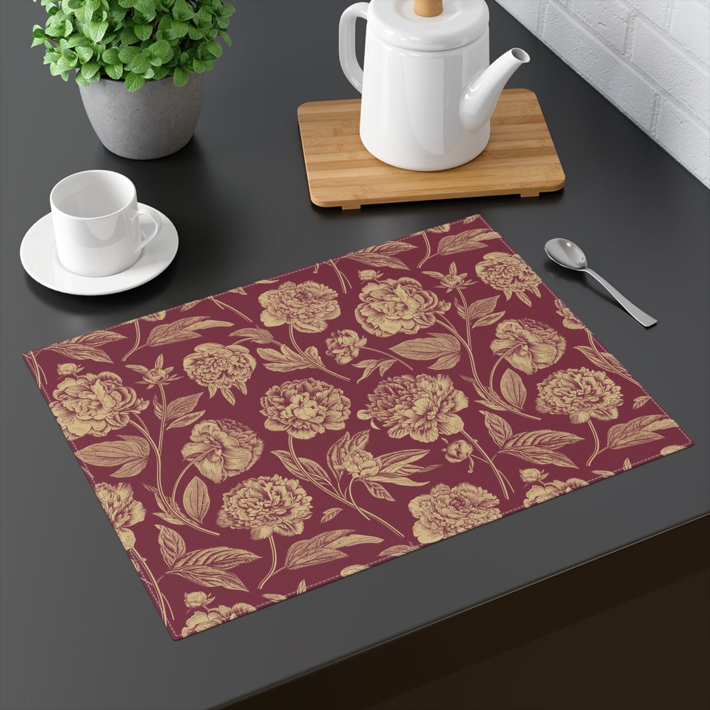 Placemat | Maroon & Gold | Peony