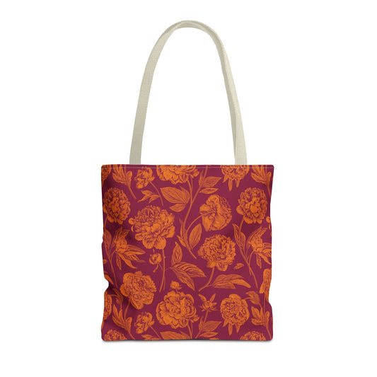 Tote Bags | Maroon & Orange | Peony