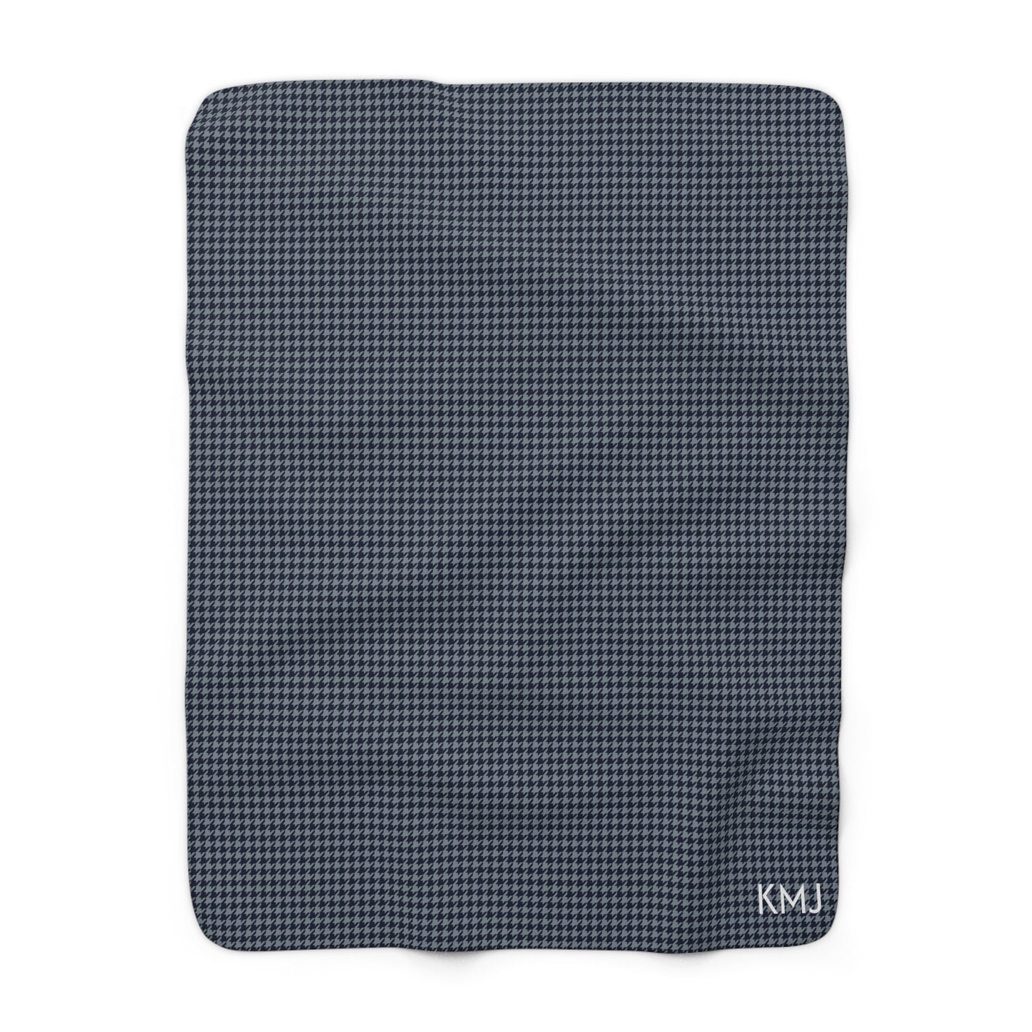 Sherpa Fleece Blanket- Personalized | Navy & White | Houndstooth