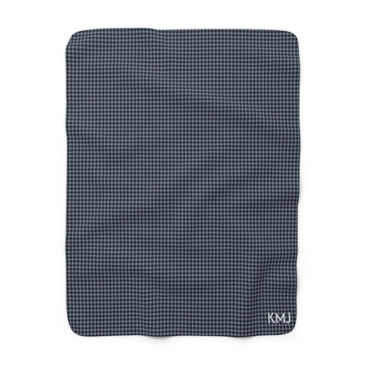 Sherpa Fleece Blanket- Personalized | Navy & White | Houndstooth