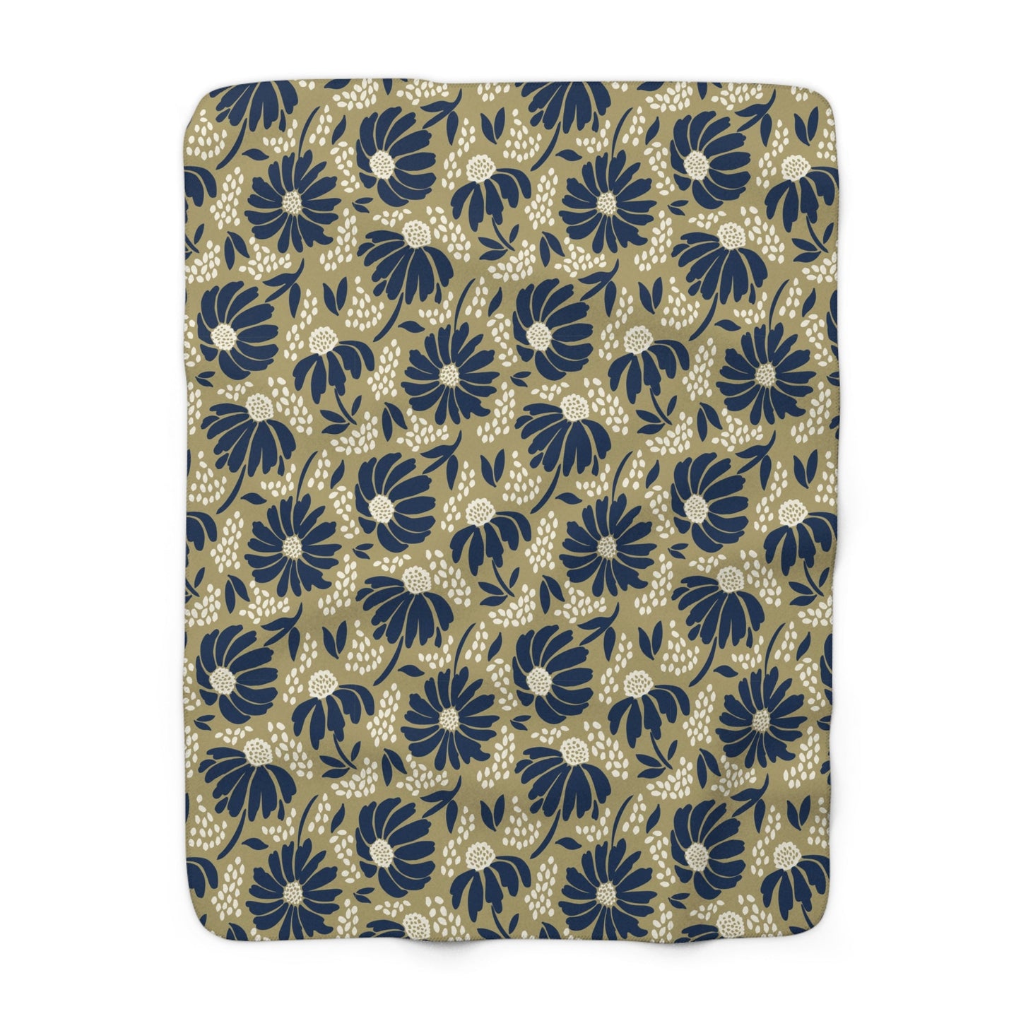 Sherpa Fleece Blanket | Blue & Gold | Bellis