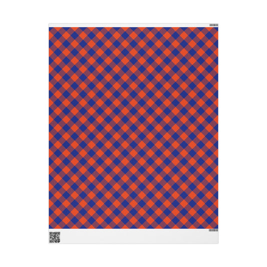 Gift Wrap | Bright Blue & Orange | Gingham