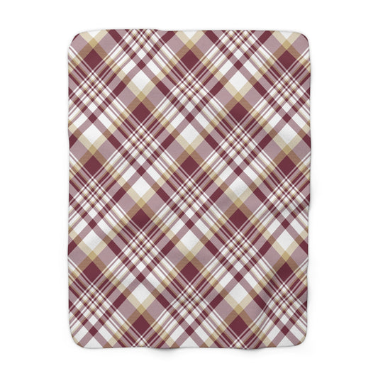 Sherpa Blanket | Maroon & Gold | Tartan
