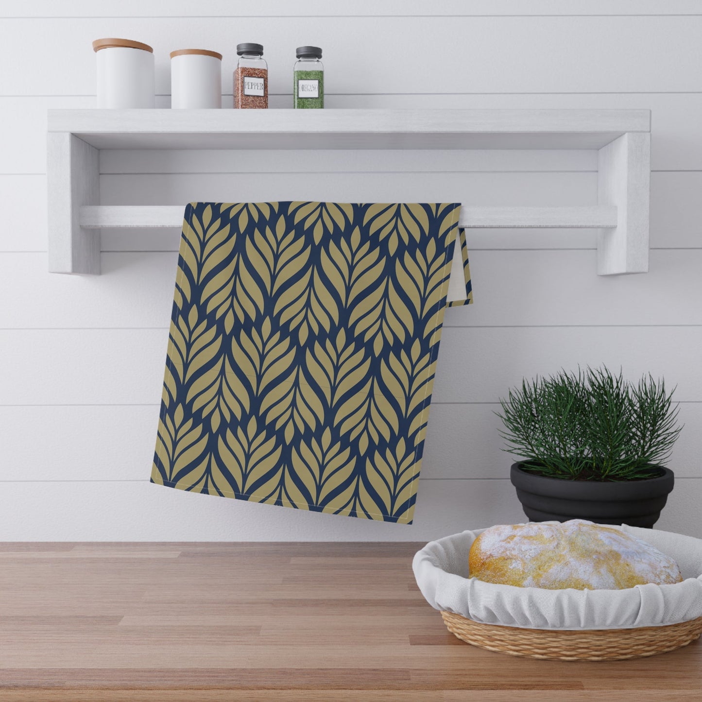 Tea Towel | Blue & Gold | Palm