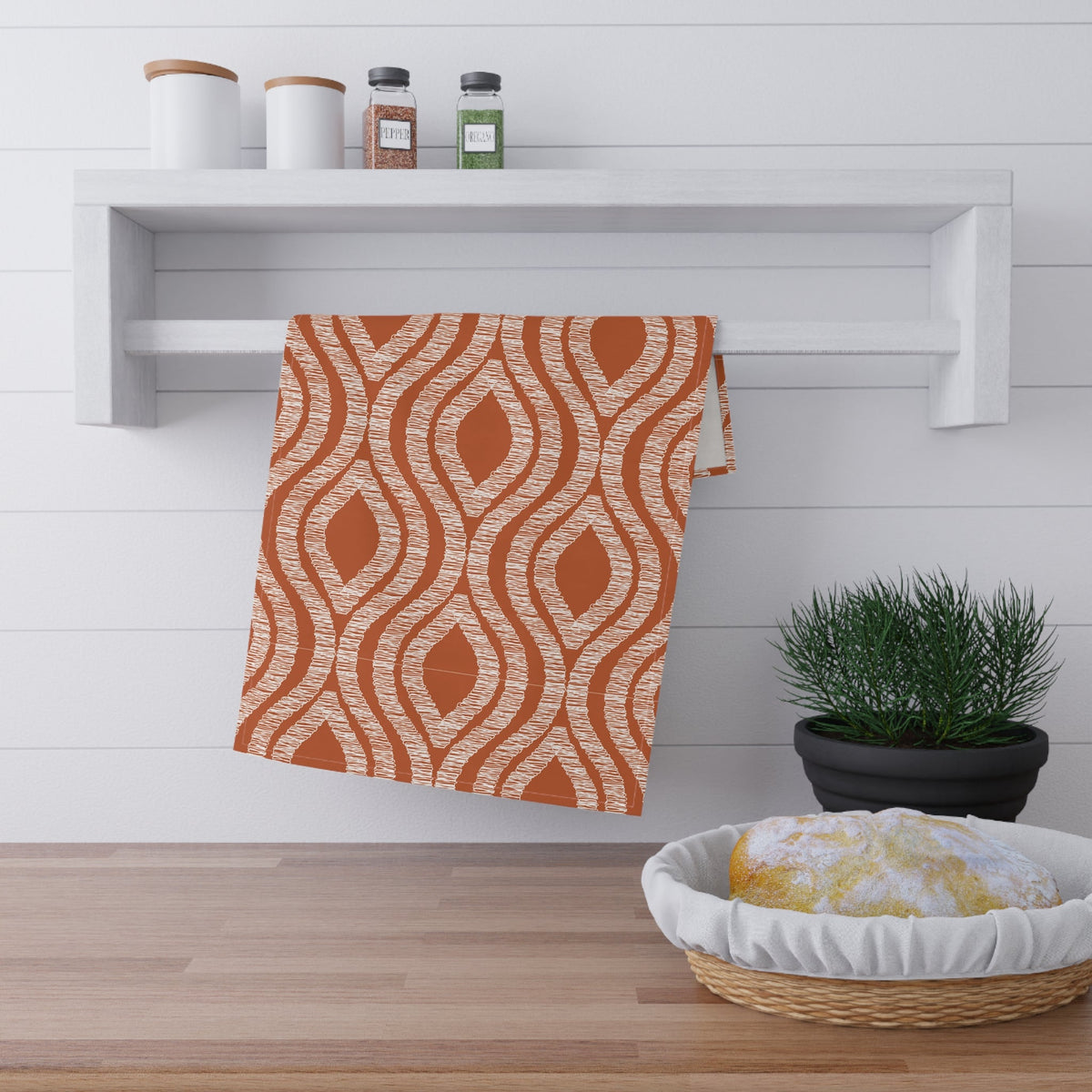 Tea Towels | Dark Orange & White | Ogee