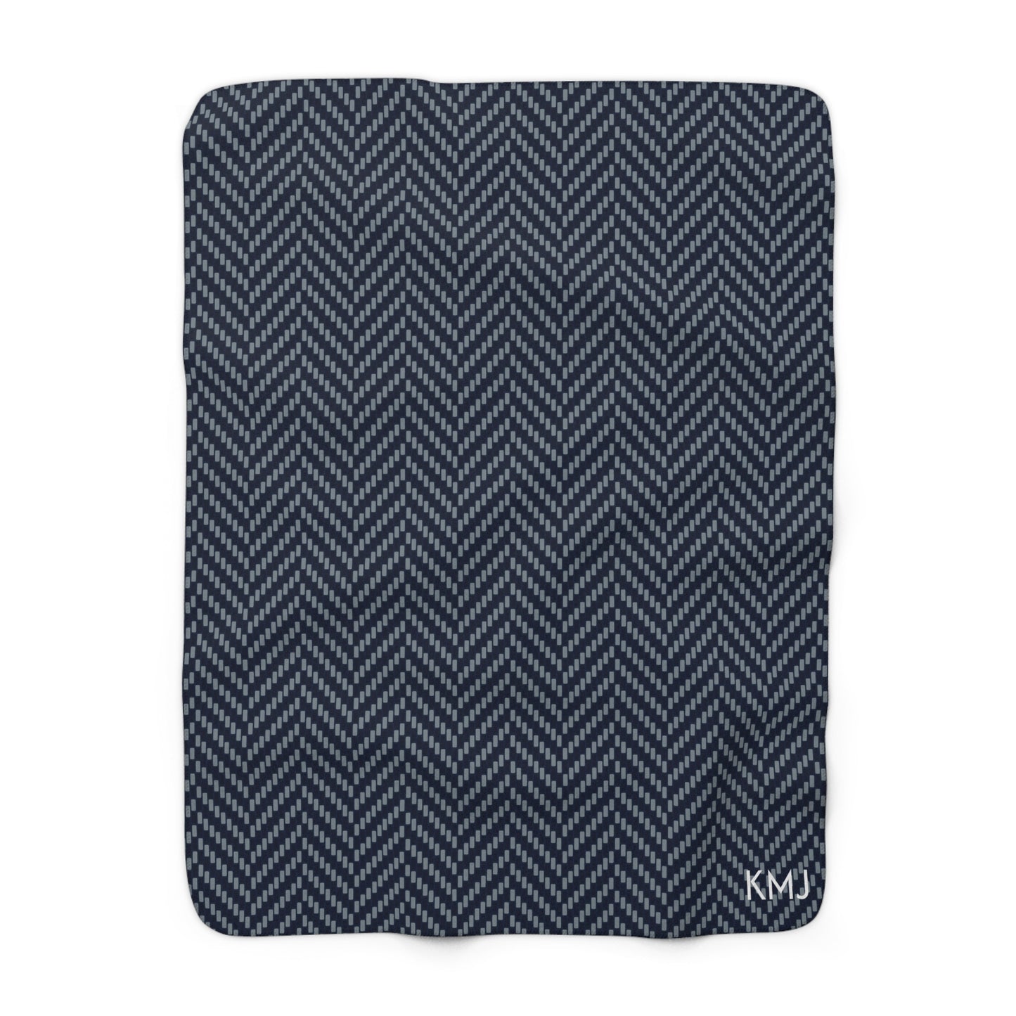 Sherpa Fleece Blanket- Personalized | Navy & White | Herringbone
