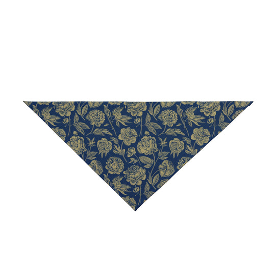Pet Bandana | Blue & Gold | Peony