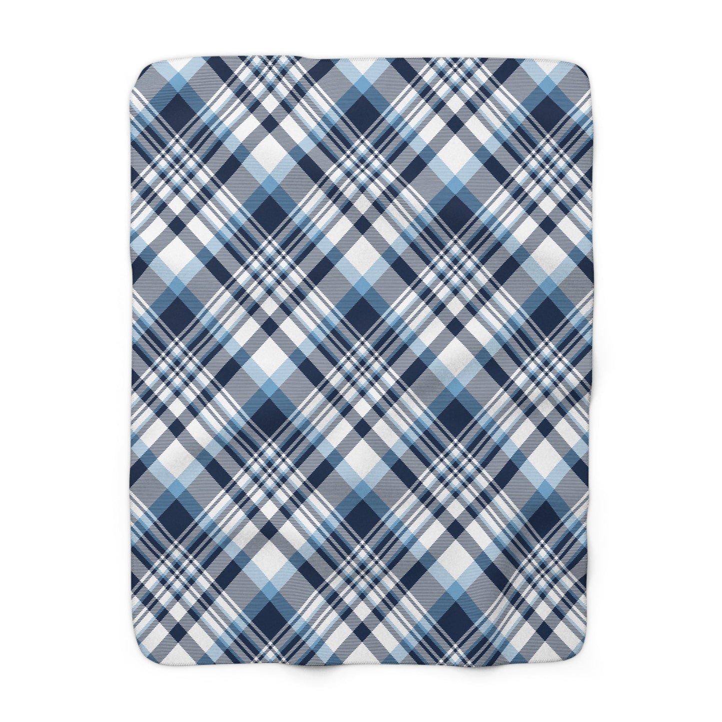 Sherpa Blanket | Light Blue & White | Tartan