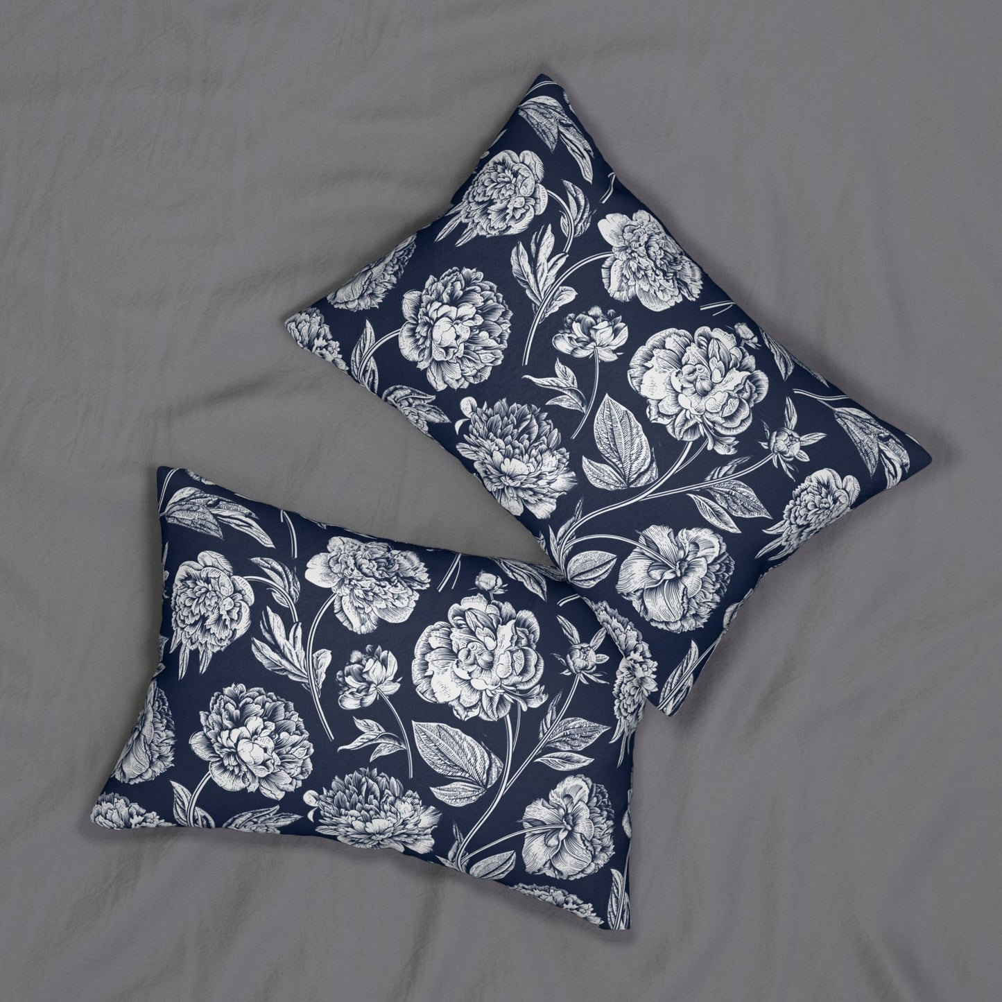 Pillow | Navy & White | Peony