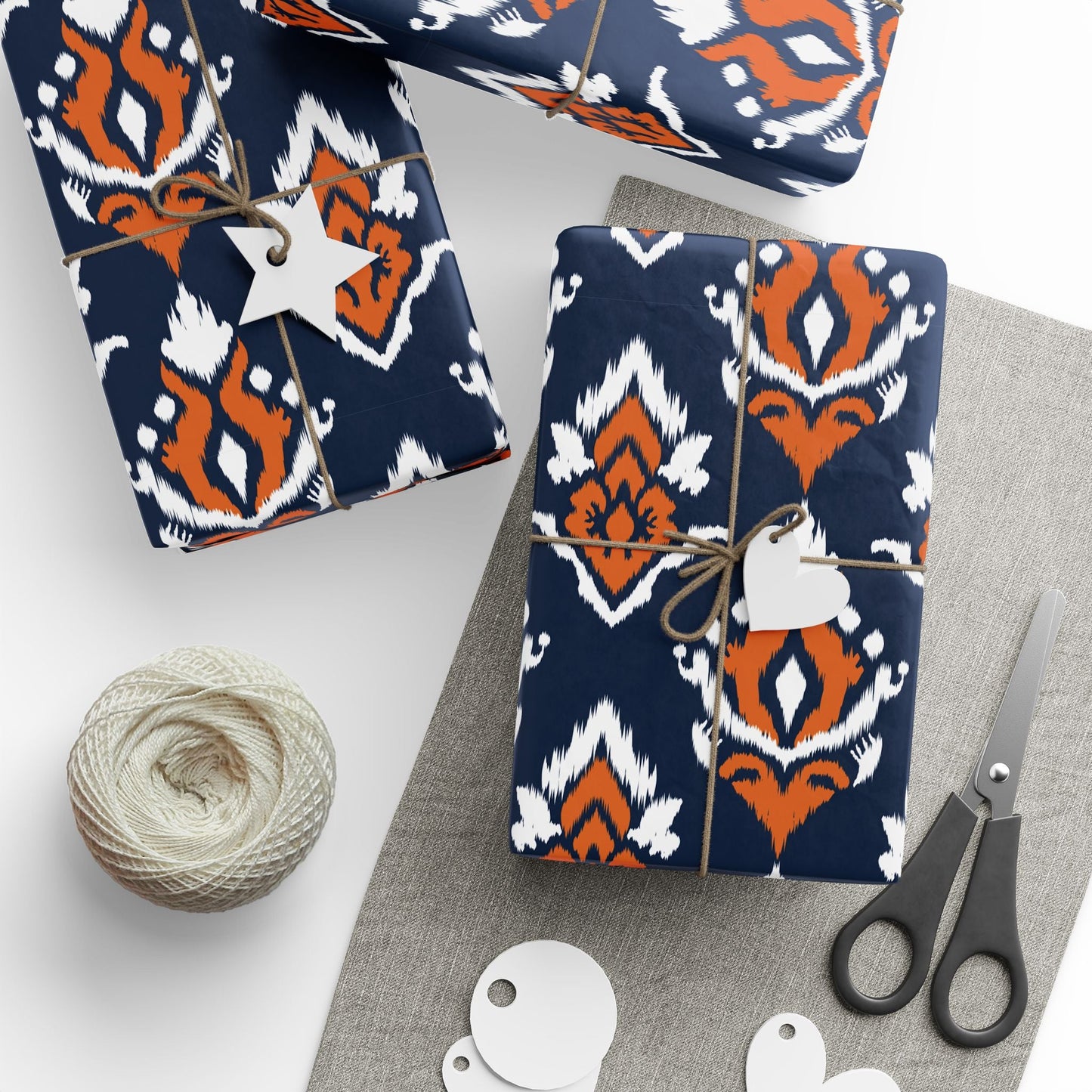 Gift Wrap | Orange & Blue | Ikat