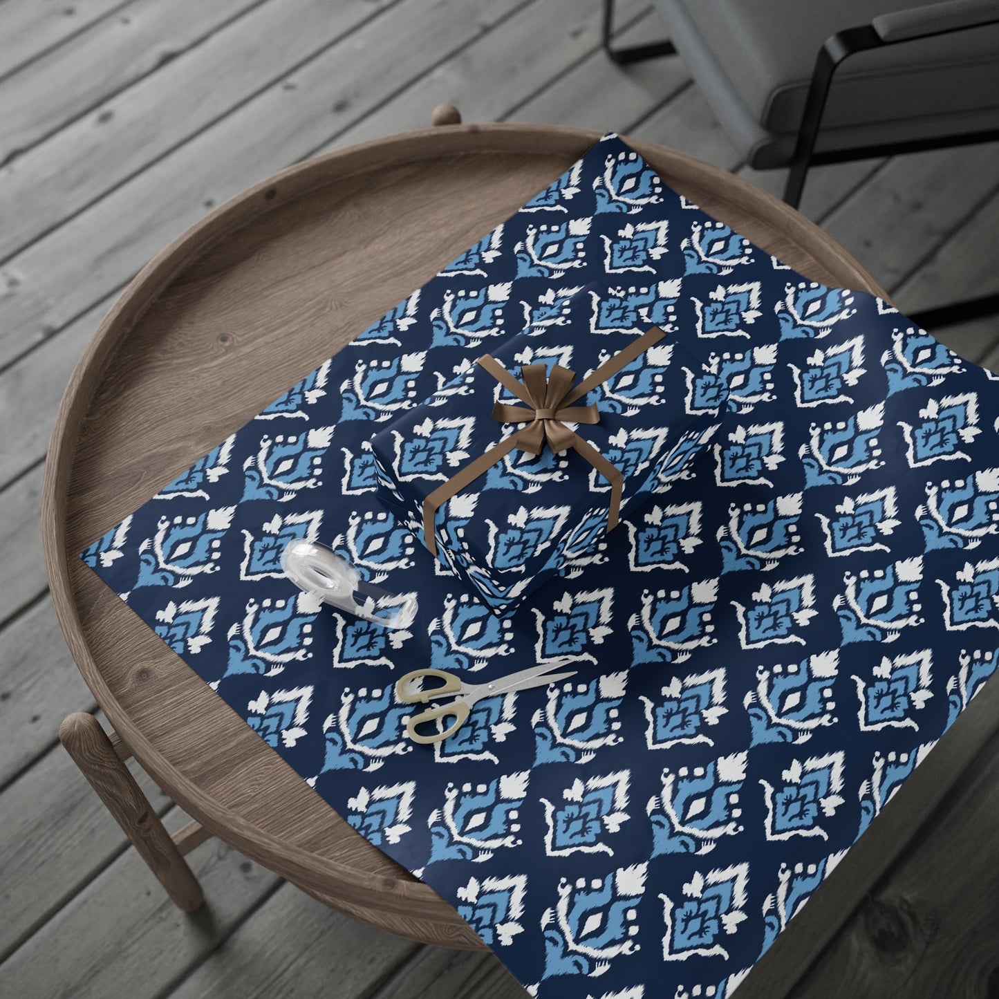 Gift Wrap | Light Blue & White | Ikat