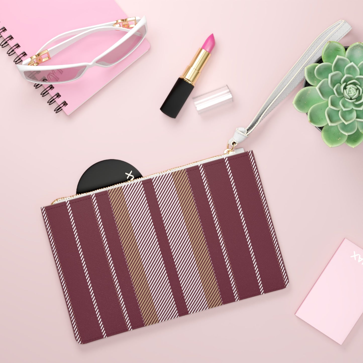 Clutch Bag | Maroon & Gold | Stripe