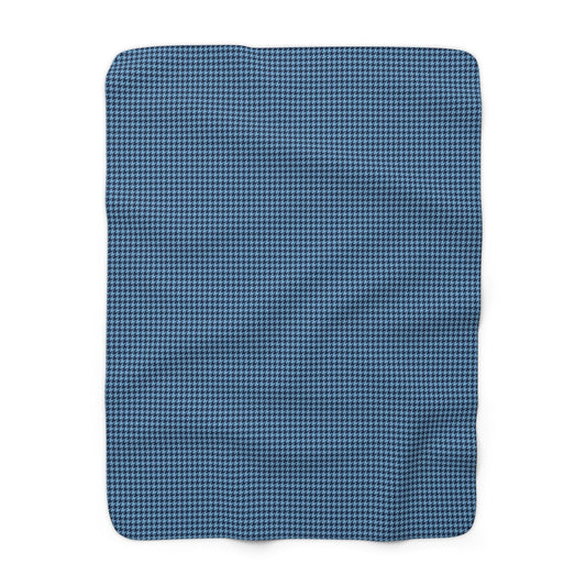 Sherpa Blanket | Light Blue & White | Houndstooth