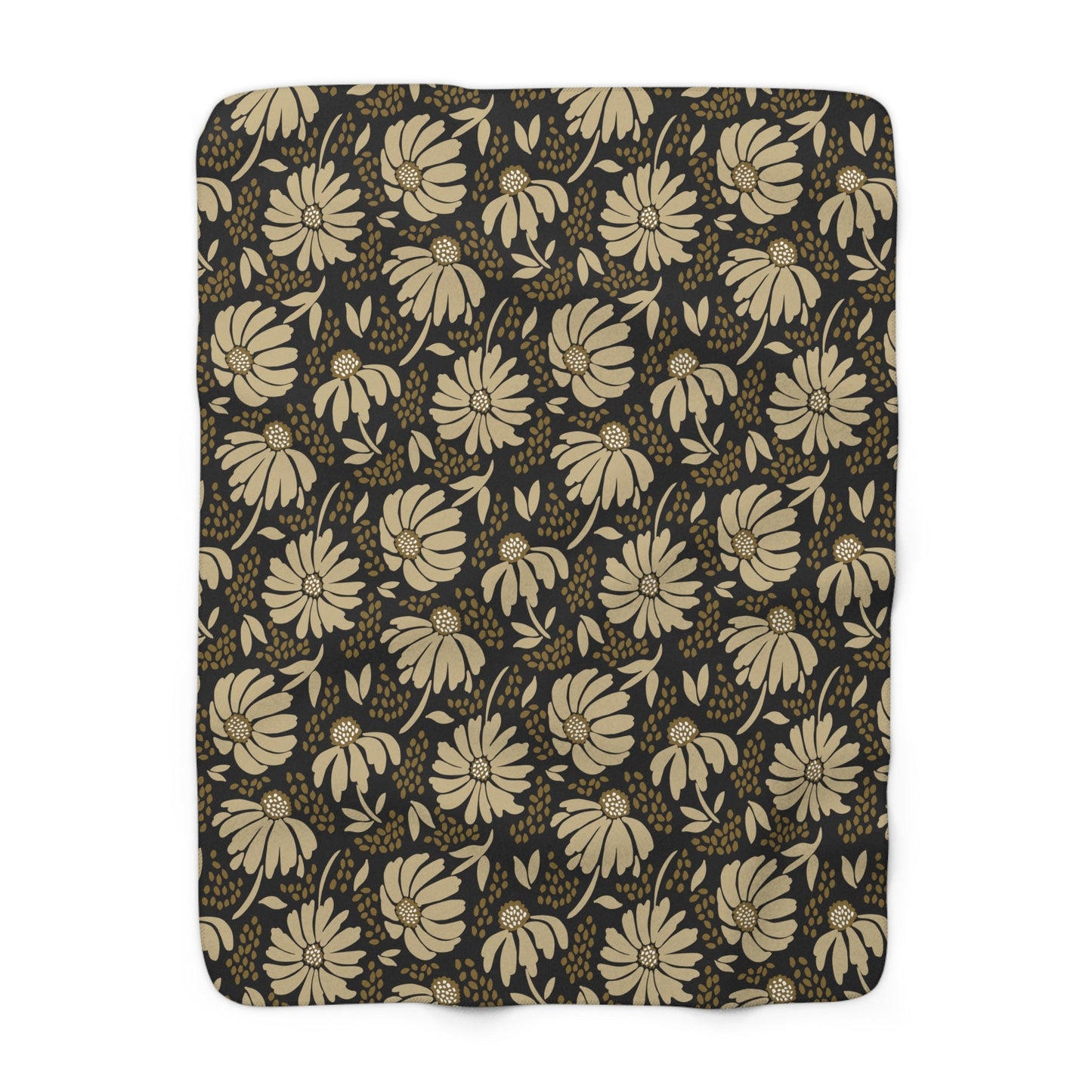 Sherpa Fleece Blanket | Black & Gold | Bellis