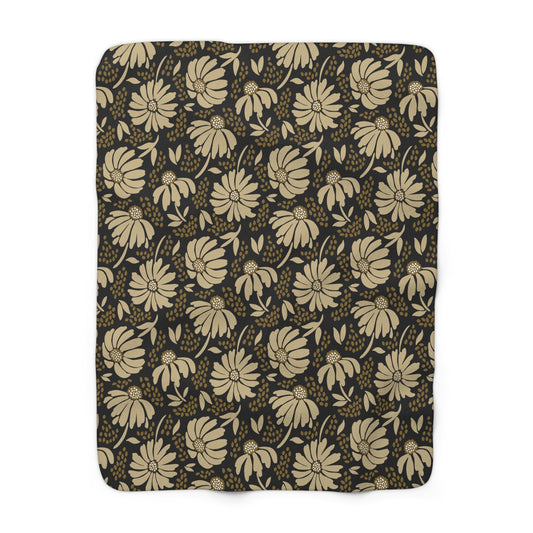Sherpa Fleece Blanket | Black & Gold | Bellis
