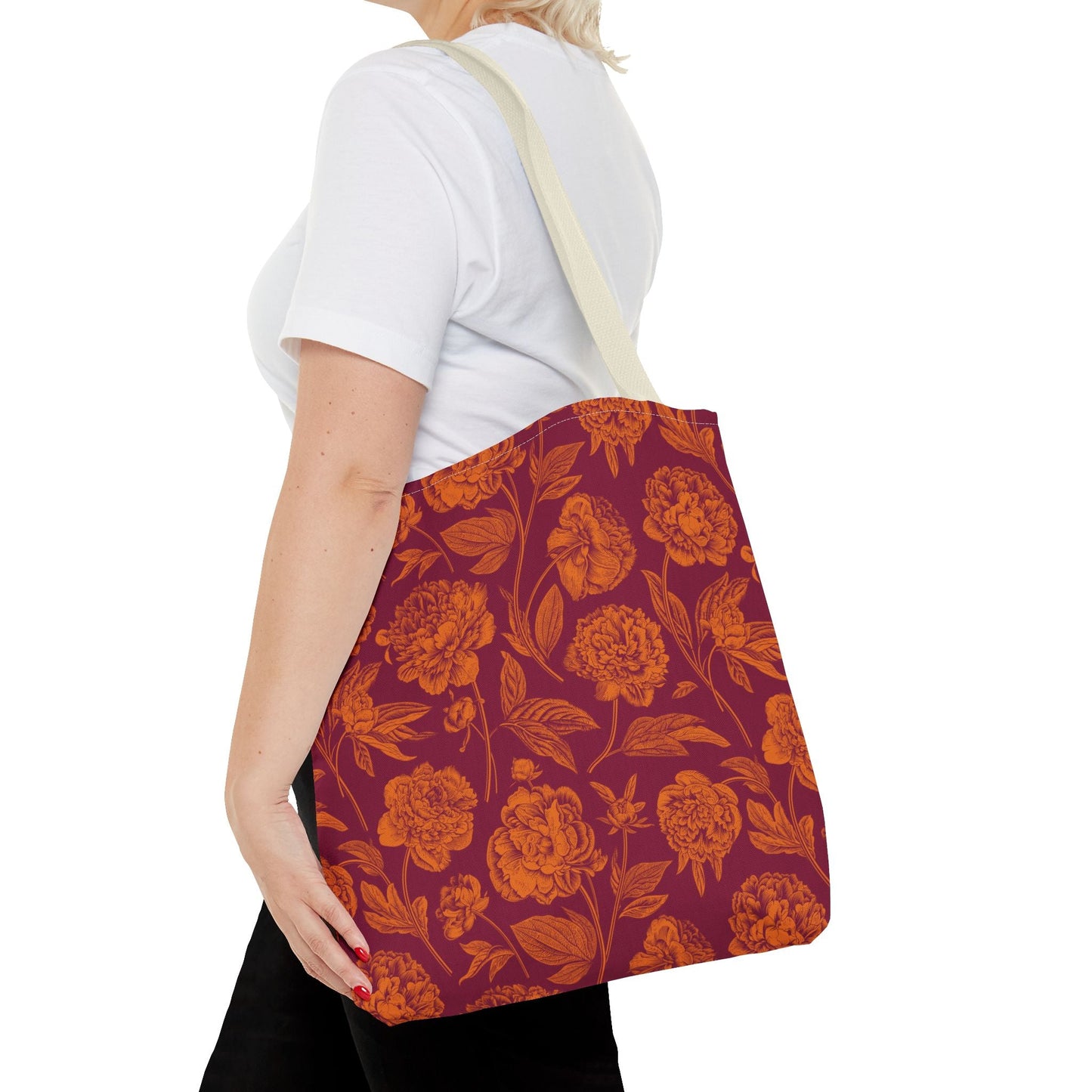Tote Bags | Maroon & Orange | Peony
